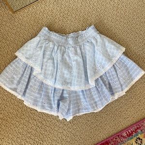 American Eagle tiered eyelet detail skort in light blue
